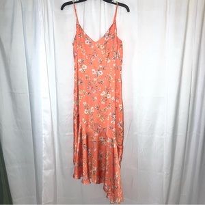 White House Black Market | Mango & Orange Floral Sleeveless Midi Dress